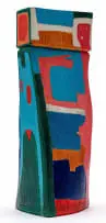 Wilma Cruise, Ceramic Form with Figures I, fired and painted ceramic