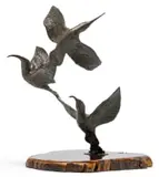 Robert (Bobby) Lawrence, Sunbirds, bronze with a dark brown patina on a wooden base