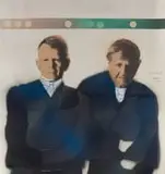 Jan & Rob I by Robert Hodgins, stencil, spraypaint, pencil and screenprint on paper, offered Jun 2022