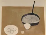 William Scott, Still Life with Frying Pan and Eggs, colour screenprint on paper