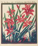 Lilies by Walter Battiss, linocut, sold Jun 2022