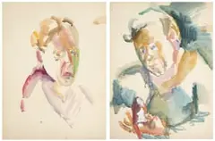 Albert Adams, Portrait of a Man, two, watercolour on paper
