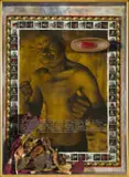 David Brown, Boxing, mixed media and found object on board in artist's hand made frame
