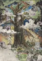 Thabo Skhosana, Pillar, etching and watercolour on paper