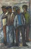 Kenneth Baker, Men Smoking, oil on board