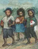 Amos Langdown, Three Children with Chickens