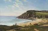 Octavius Clark, Figures and Cattle in a Coastal Landscape, oil on canvas