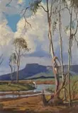 Landscape with River by Willem Hermanus Coetzer, oil on board, offered Jun 2022