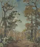 Wooded Area by Gregoire Boonzaier, oil on canvas, sold Jun 2022