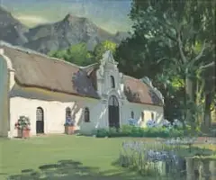 Cape Dutch House by Terence Cuneo, oil on canvas laid down on board, sold Jun 2022