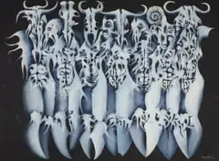 Michael Costello, Skulls and Figures, oil on canvas