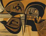 Cecil Skotnes, Composition Landscape, colour woodcut on paper