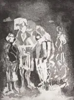 Cyprian Shilakoe, They Left Us, intaglio and aquatint etching on paper