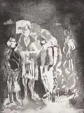 Cyprian Shilakoe, They Left Us, intaglio and aquatint etching on paper