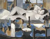 Jean-Louis Dulaar, Le Grand Nu, mixed media on board