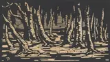 Wilgerboomstamme (Nilant 80) by Jacobus Hendrik Pierneef, linocut on paper laid down on card, sold Apr 2022
