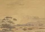 Karibib, S.W.A by Jacobus Hendrik Pierneef, pencil and watercolour on paper laid down on card, sold Apr 2022