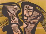 Abstract Conversation by Cecil Skotnes, colour woodcut on paper, sold Apr 2022