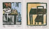 Peter Clarke, Red Apples; Plain Furniture, two, colour linocut on paper