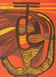 Dancer by Cecil Skotnes, colour woodcut on paper, sold Apr 2022