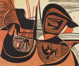 Abstract Landscape by Cecil Skotnes, colour woodcut on paper, sold Apr 2022