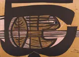 Cecil Skotnes, Abstract Head, colour woodcut on paper