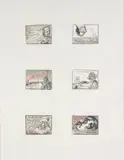 William Kentridge, Six Russian Writers, colour screenprint