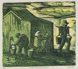 Peter Clarke, Without Water Life Will Cease, woodcut on paper