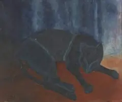 Cat Sleeping by Paul du Toit, oil on board, sold Apr 2022