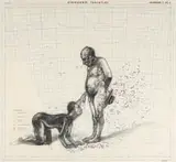 Diane Victor, Domestic Cruelty, charcoal on map page