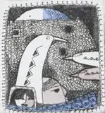 Pieter van der Westhuizen, Birdwatcher, etching on paper