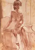 Irmin Henkel, Nude I, watercolour on card