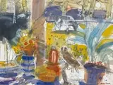 Glen Scouller, Moonlight, Cows and Still Life, watercolour on paper