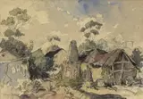 Alexander Rose-Innes, Cottage, watercolour and charcoal on paper