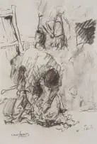 Alexander Rose-Innes, Shearing a Sheep, charcoal on paper