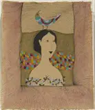 Bird on Head by Pieter van der Westhuizen, mixed media on paper, sold Apr 2022