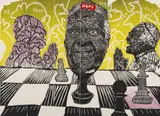 Tshogofatso Nkhumeleng, Hope for Better Days, linocut and watercolour on paper