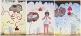 Matthew Hindley, Flowers, Chocolate, Heart, three, oil on canvas