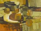 Christina Aletta (Christa) Botha, Abstract Still Life, oil on canvas laid down on board