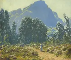 Strolling beneath Devil's Peak by Edward Roworth, oil on canvas, sold Apr 2022