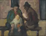 Family Group by Alexander Rose-Innes, oil on board, offered Apr 2022