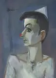 Pierrot by Carl Büchner, oil on board, sold Apr 2022