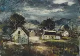 George Enslin, Landscape with Cape Cottages, oil on canvas