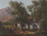 House in a Wooded Area by Tinus de Jongh, oil on board, sold Apr 2022