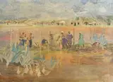 Catherine Paynter, Rural Scene with Locals, Transkei, acrylic on canvas