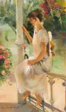 Mari Vermeulen-Breedt, Young Girl Holding a Rose