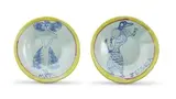 Two Figural Dishes, one painted with the figure of Jessica and the other with Mary, two by Hylton Nel, glazed earthenware, sold Apr 2022