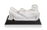 Lorraine Edelstein, Reading Figure, carved carrara marble on a marble base