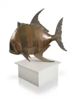 Fish by Robin Lewis, bronze, on a wooden base, sold Apr 2022