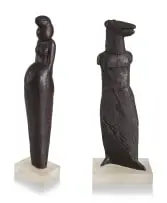 Bruce Arnott, Betrothal Pair, bronze mounted on a sandblasted perspex base